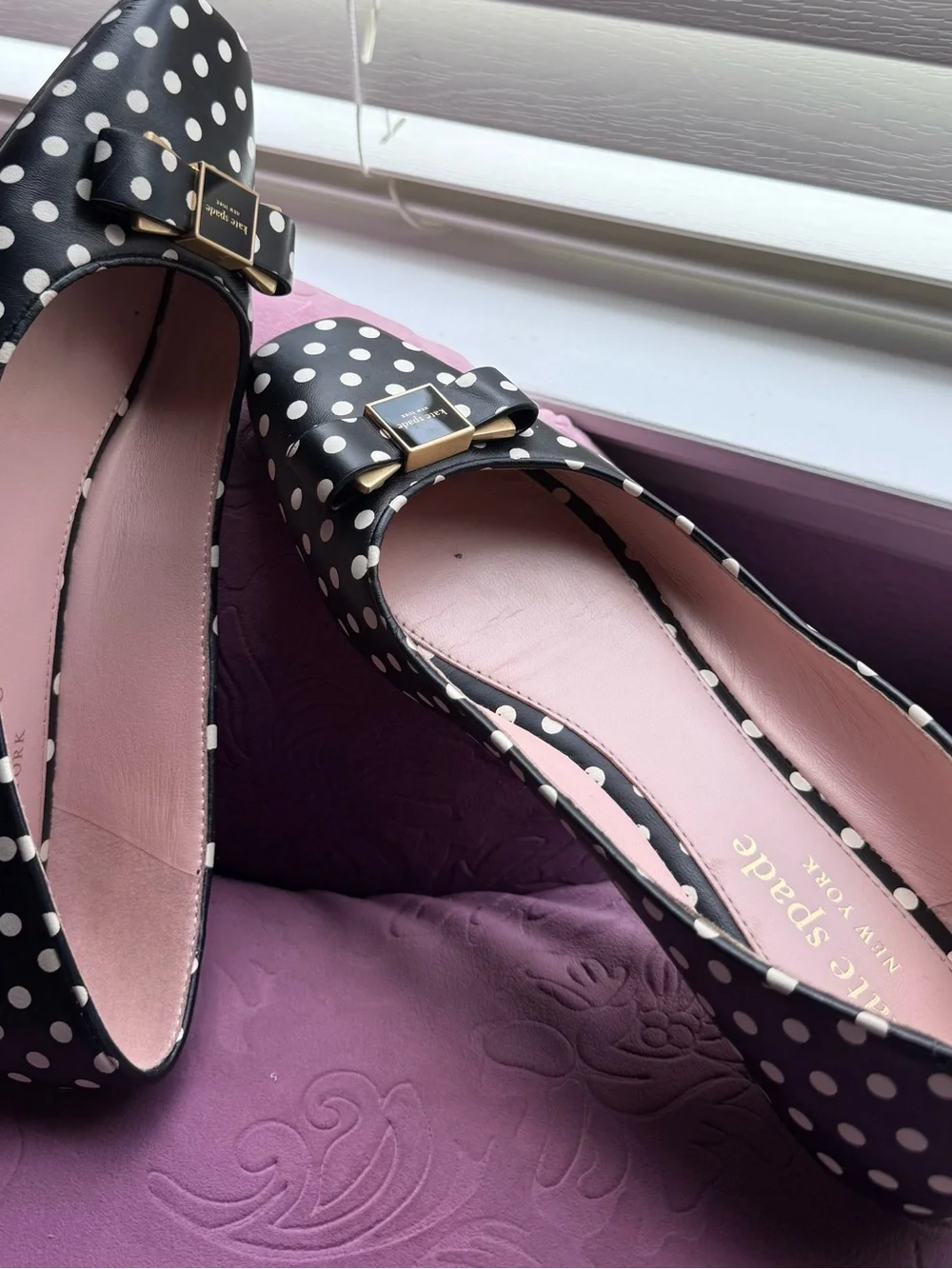 Kate Spade Black Polka Dot Ballet Flats with Bow
